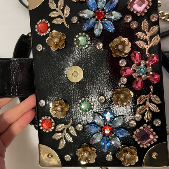 Jewel Purse with Leather Handle and Leather Strap - Picture 2 of 5